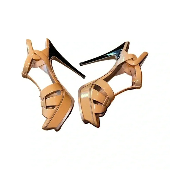 Saint Laurent Patent Leather Tribute Nude Heels Size 38.5 - Picture 4 of 10